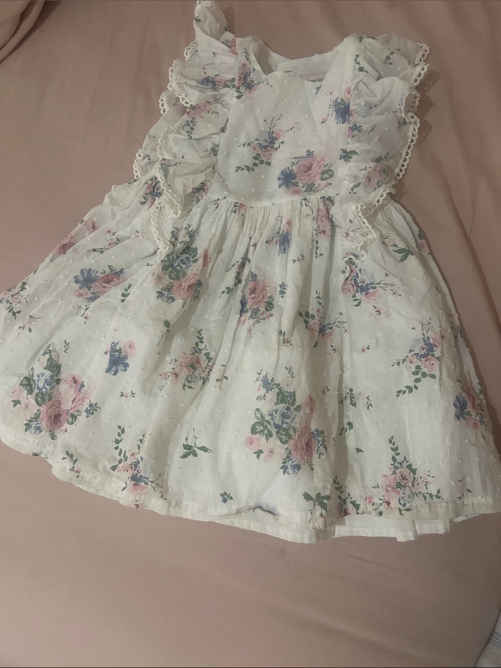 Catherine Malandrino White Dress with Pink & Blue Floral Print